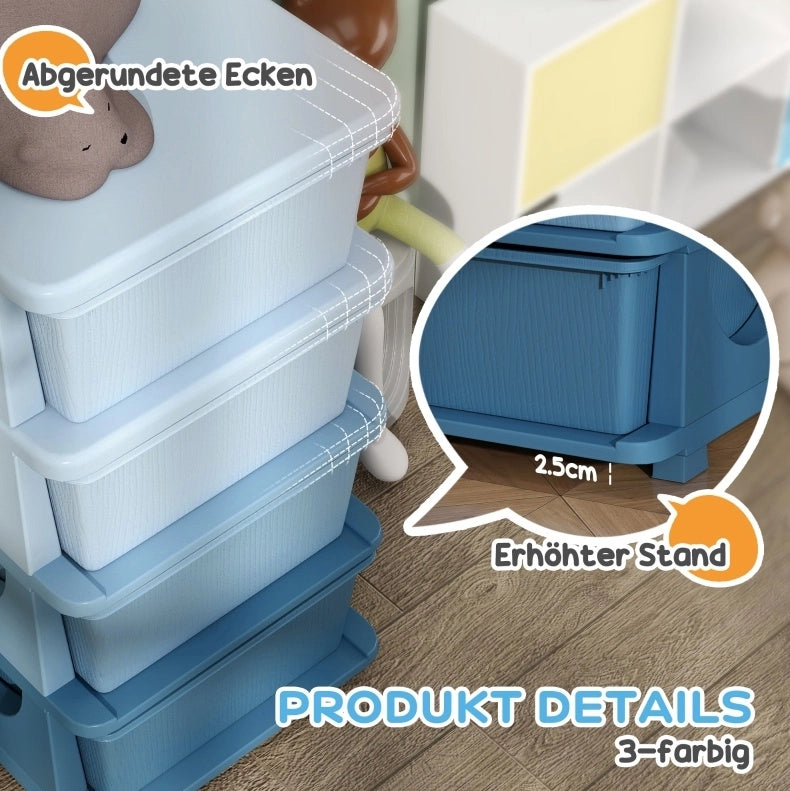 Cassettiera per bambini con 4 cassetti blu in plastica