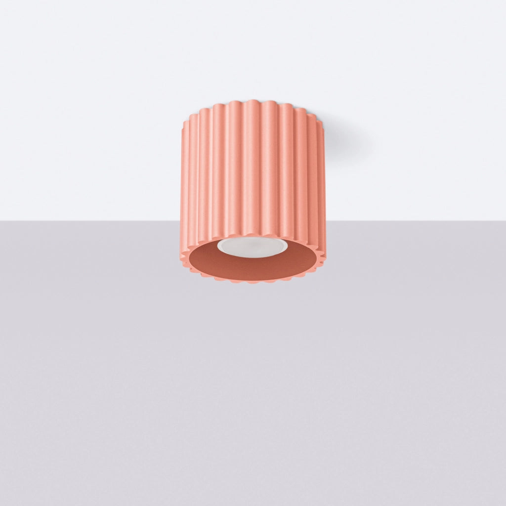 Spot soffitto moderno rigato tondo pesca 10cm GU10