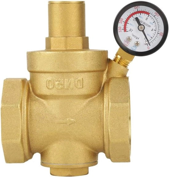 Regolatore di pressione idraulica BSP DN50 2 pollici in ottone regolabile con manometro, capacità di regolazione 16 MPa