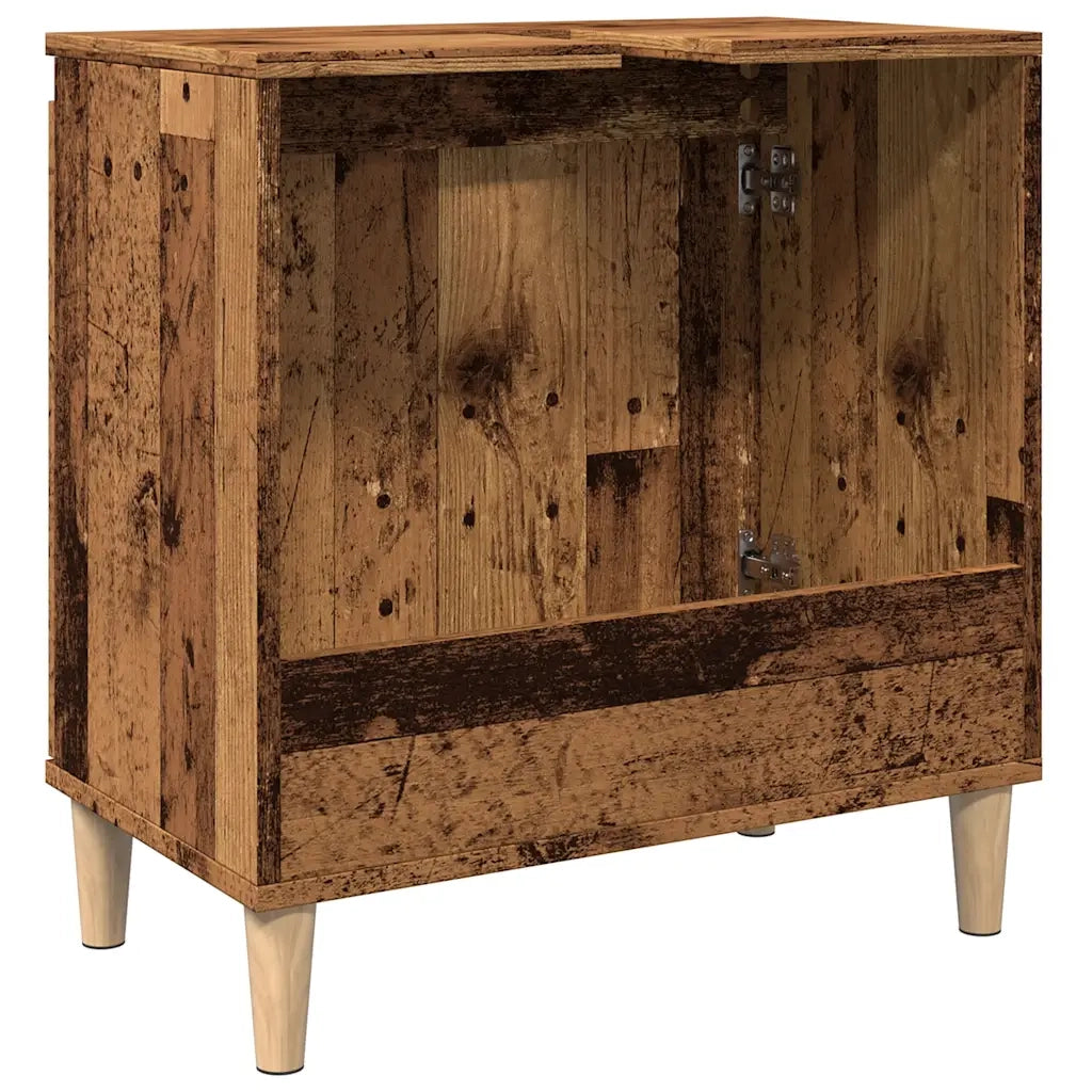 Mobiletto sottolavabo vintage in legno composito 58 x 33 x 60 cm ampio spazio contenitivo stile retrò finitura opaca effetto legno invecchiato 02_0051041
