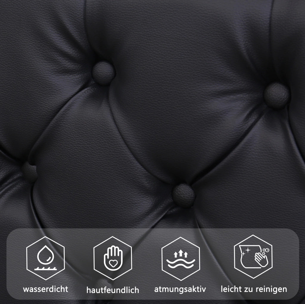 Letto imbottito 180x200 cm in PU nero con LED e vano contenitore