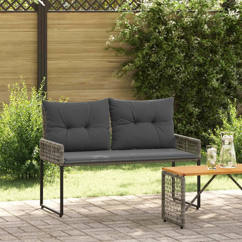 Panchina da esterno Grigio 118 x 55 x 82 cm Rattan PE e Tessuto 42025179