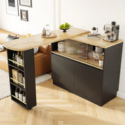 CREDENZA Girevole 360° 90x45x100 cm MDF Nero con porta scorrevole in vetro