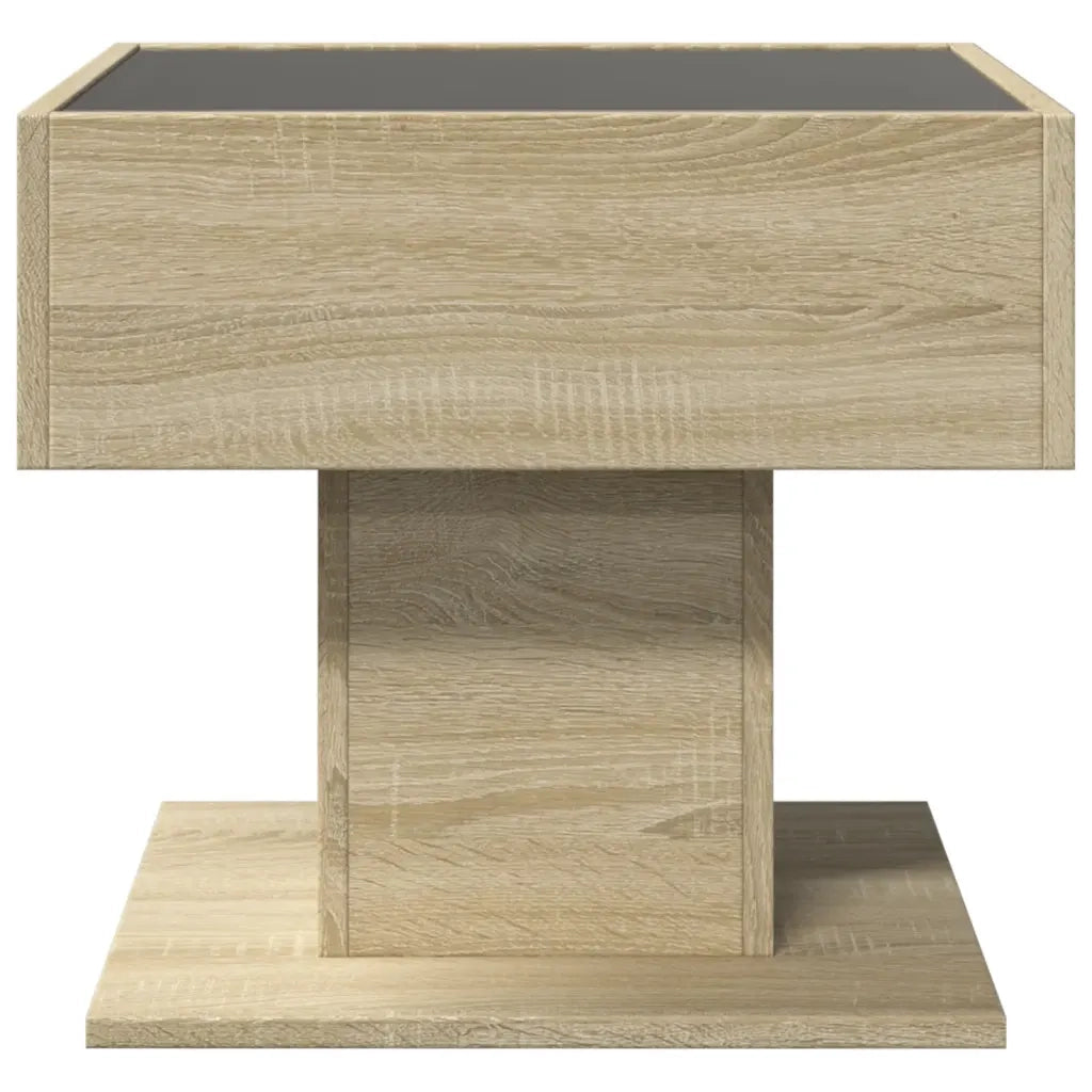 Tavolino Salotto con LED-Tavolino da soggiorno-Tavolo Rovere Sonoma 50x50x45 cm Multistrato 910587