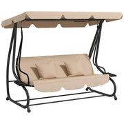 Dondolo Letto da Giardino 3 Posti con Tetto Regolabile e Vassoio. 200x120x164 cm. Marrone Chiaro
