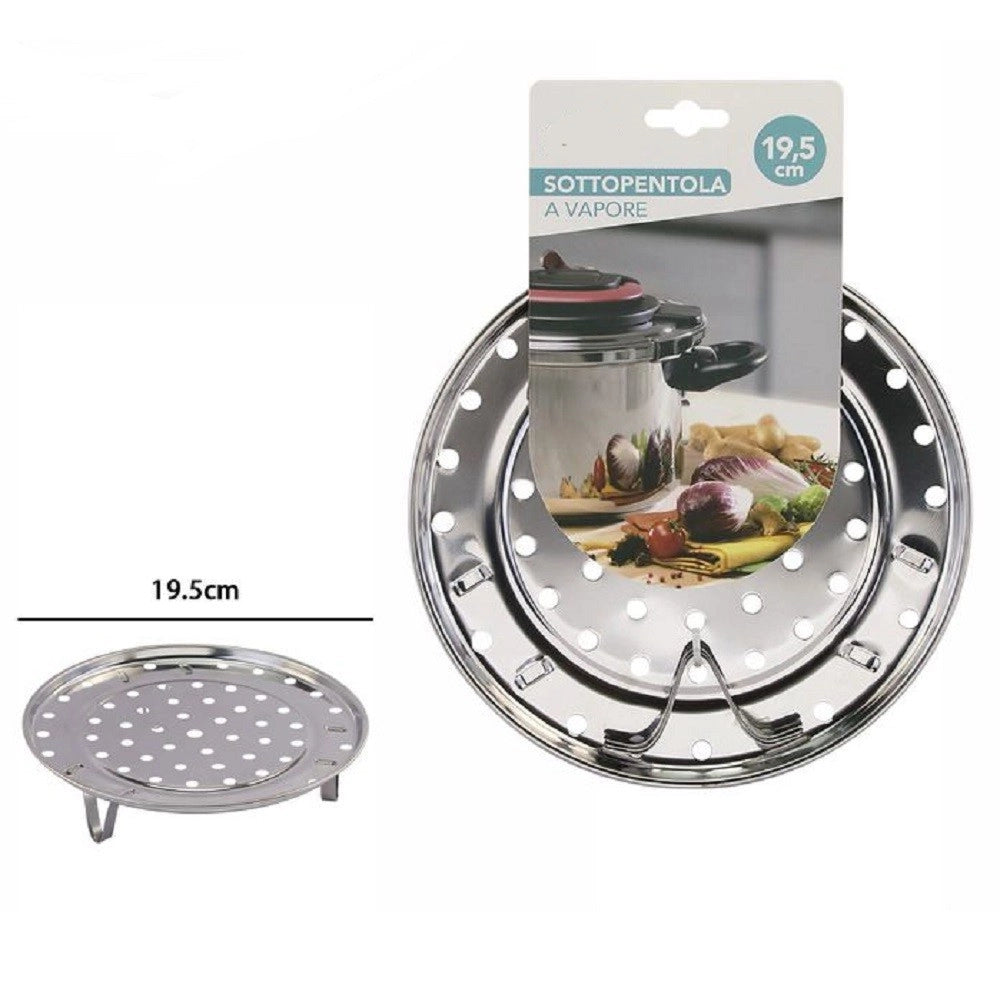 Trade Shop - Sottopentola Per Pentola A Vapore In Acciaio Inox Diametro 19,5cm Rotonda 74114 -