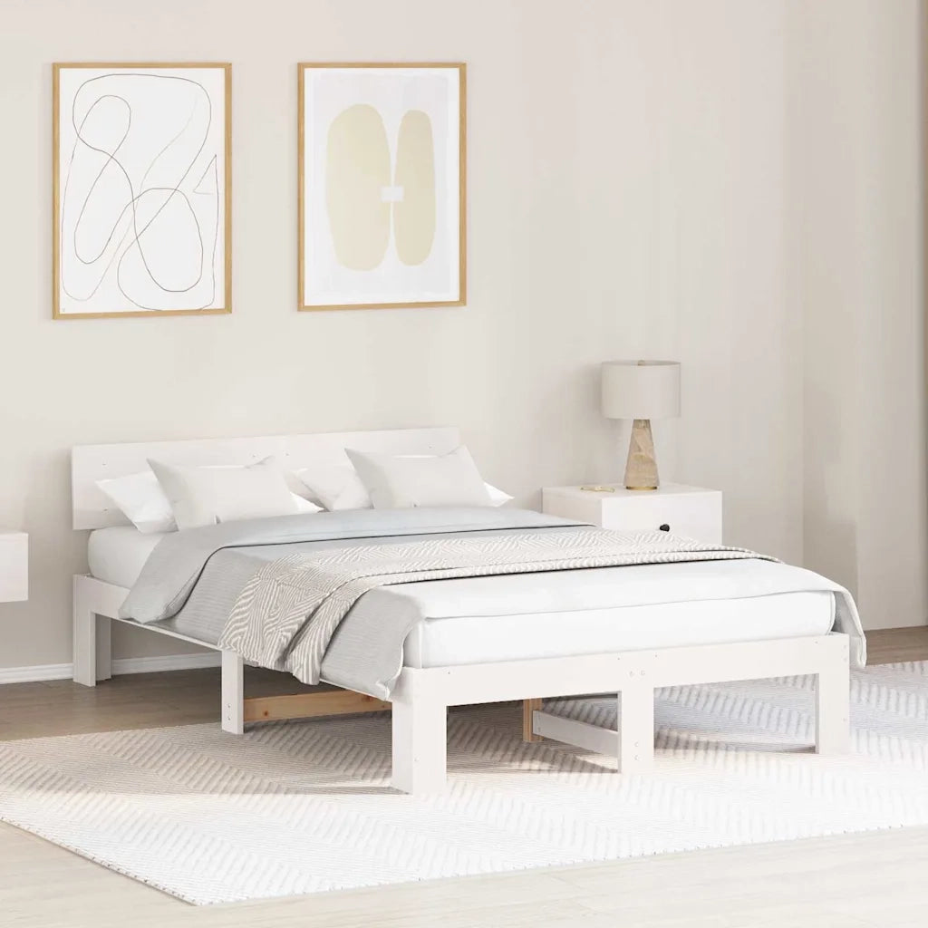 Struttura del letto Bianco 120 x 190 cm Pino massello 872663