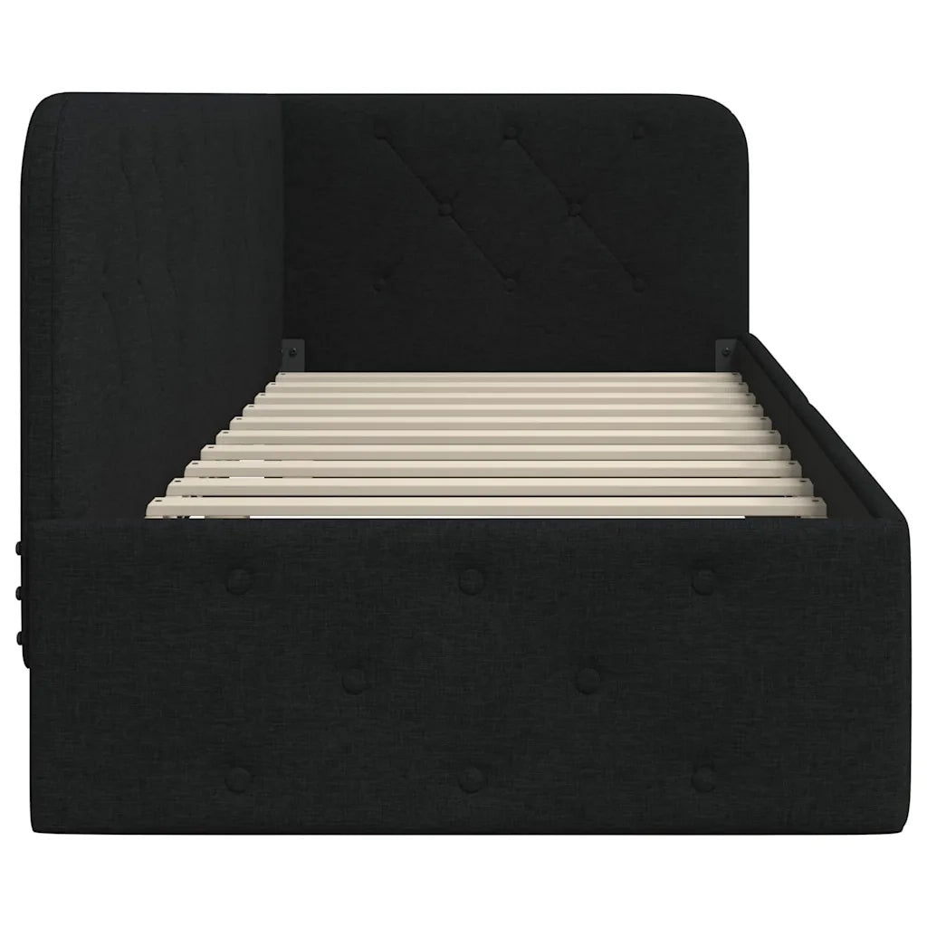 Cornice del letto ad angolo Nero 80 x 200 cm Tessuto