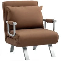 Poltrona Letto 2 in 1 con Schienale Regolabile e Cuscino 65x69x80 cm Marrone