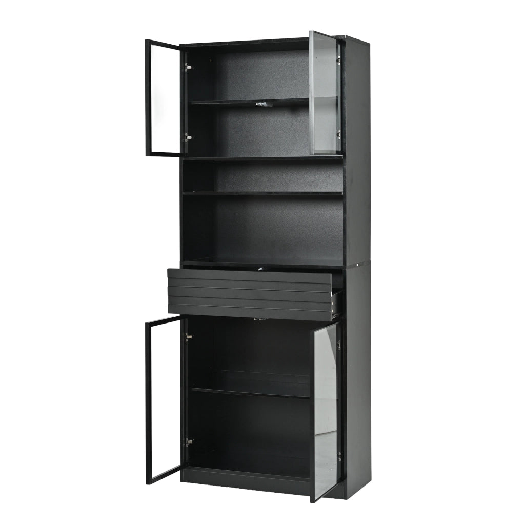 Vetrina con illuminazione LED controllabile tramite app in MDF nero