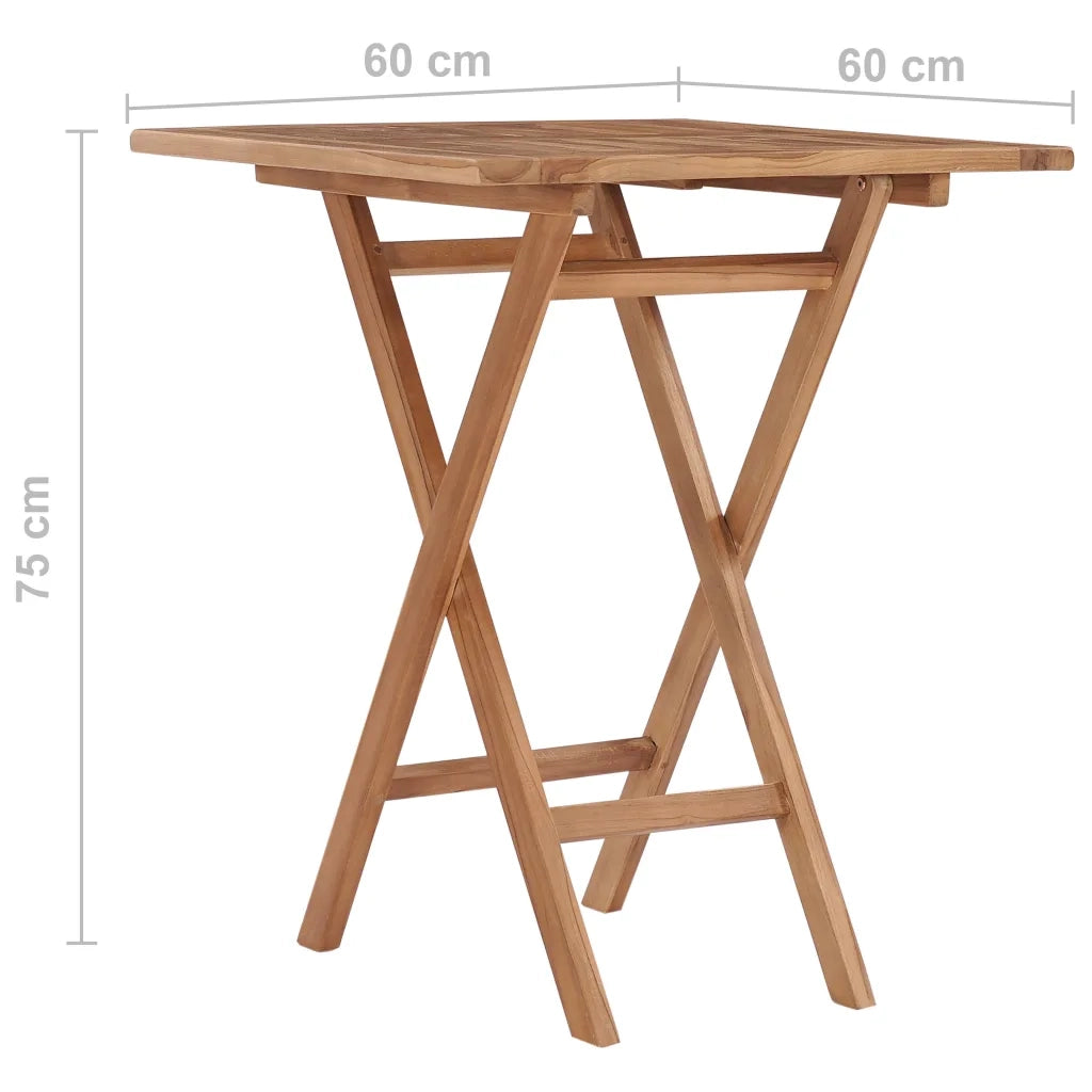 Tavolo da Giardino | Tavolino da esterno Pieghevole 60x60x75 cm in Massello di Teak