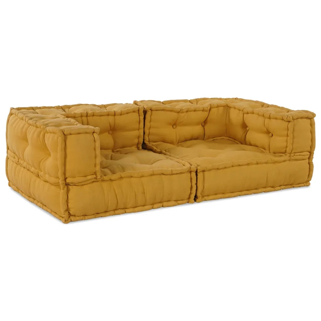 Divano Modulare a 2 Posti Giallo 140x70x36 in Tessuto 4019040