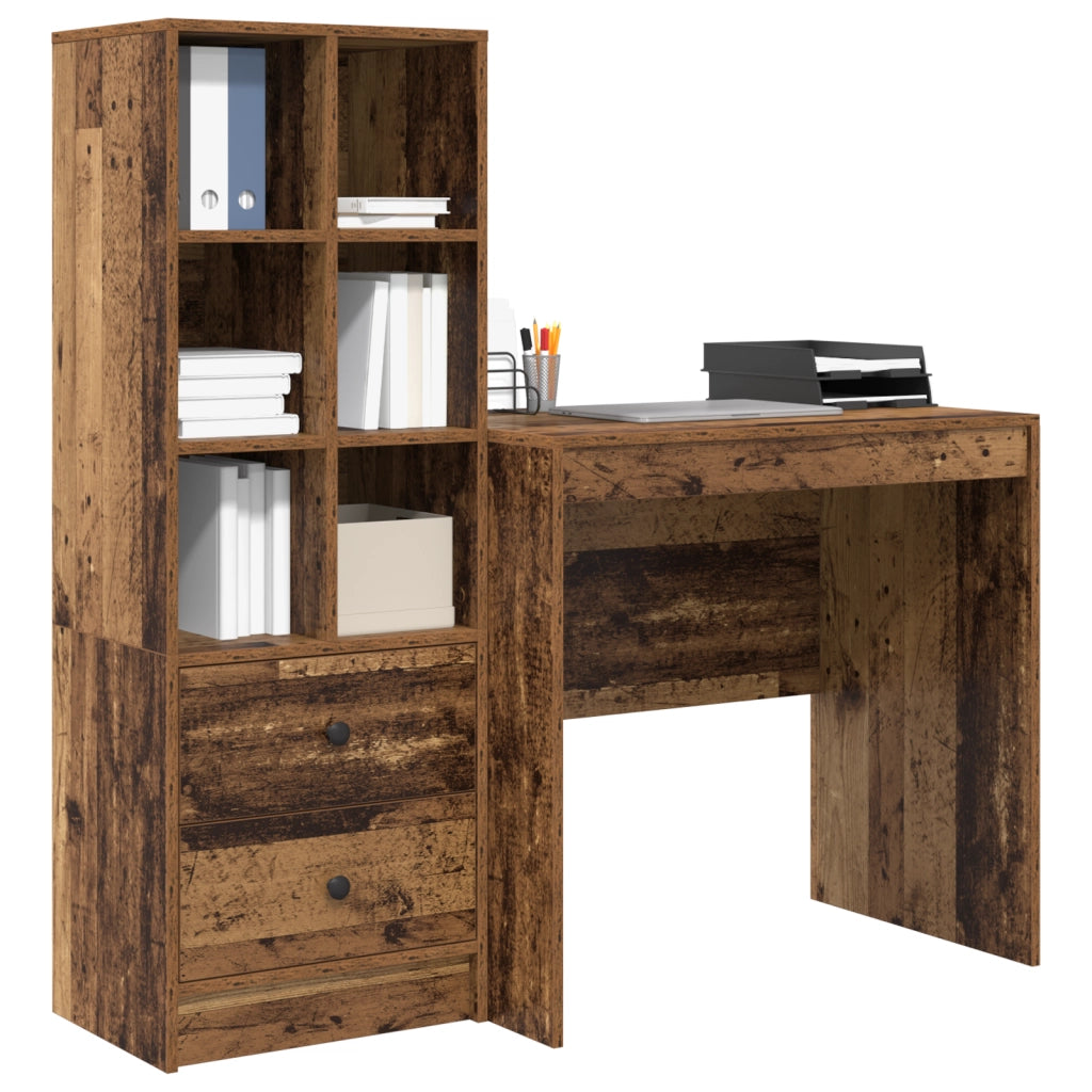 Scrivania  con spazio in legno vecchio ingegnerizzato