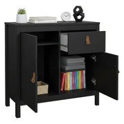 Credenza Romagna, Buffet da soggiorno, Madia da salotto, Dispensa da cucina, 82x38 h80 cm, Nero
