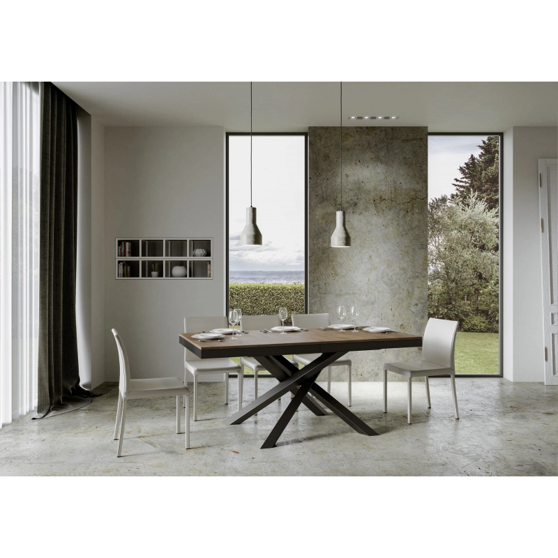 Tavolo allungabile 90x160/264 cm Volantis Evolution telaio Antracite - Noce