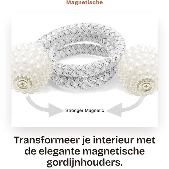 Gordijnhouders Magnetici Decorativi - Muurbevestimento - 2 Pezzi - Lunghezza Adattabile - Diametro del Bucato 3 cm