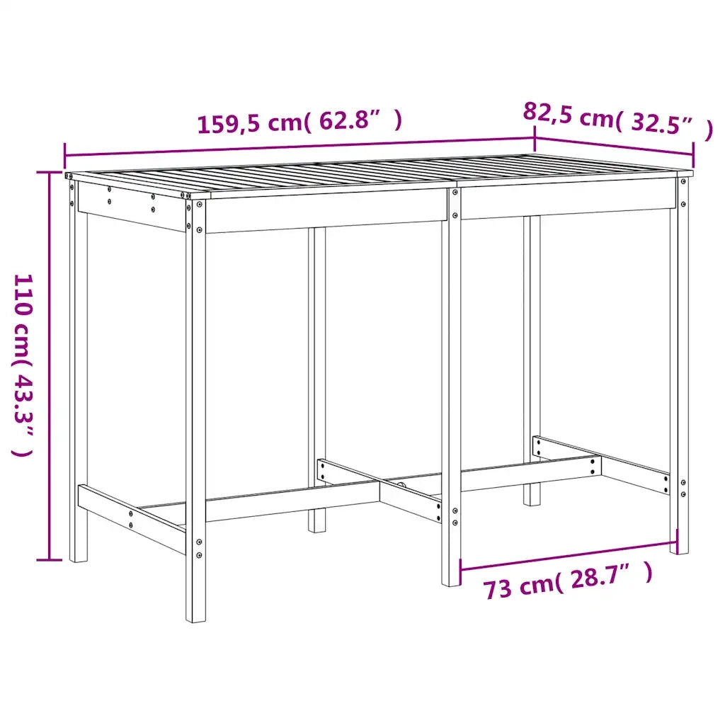 Set Bar da Giardino 7 pz Grigio in Legno Massello di Pino