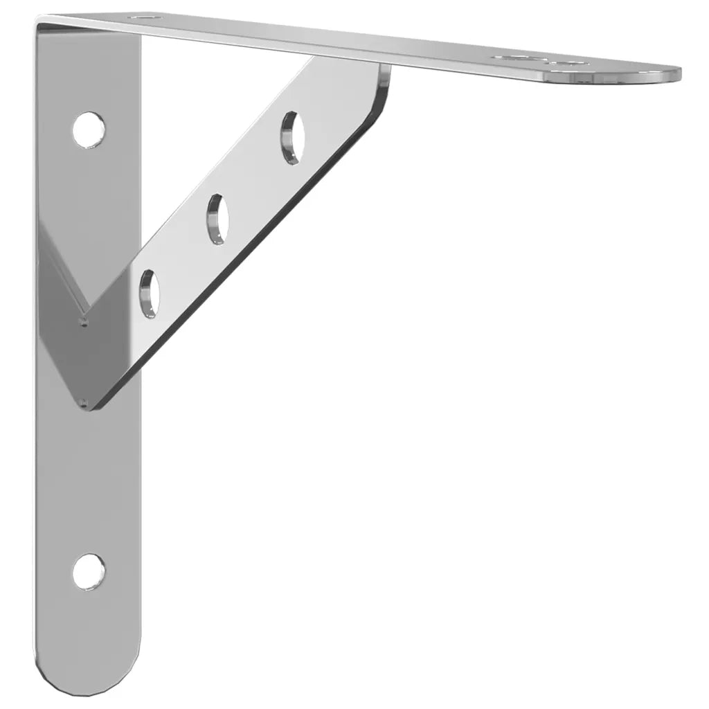 Staffe per Mensola 4 pz 23,5x2,5x15,5cm in Acciaio Inox Argento