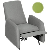 Poltrona Relax Reclinabile con Poggiapiedi Estraibile, Copertura di Ricambio e Seduta con Molle, Grigio