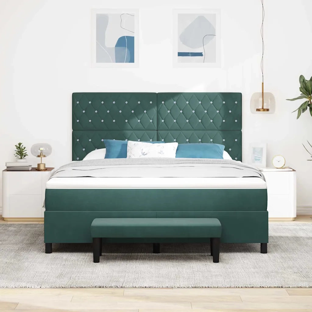 Letto a molle con testiera Verde scuro 200 x 180 cm Velluto 3344465