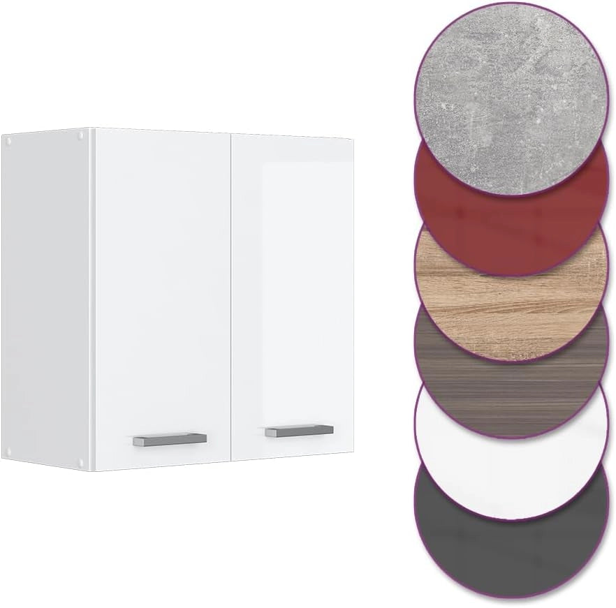 Pensile da cucina R-Line, Bianco lucido, 60 cm, per la libera combinazione all'interno di sistemi cucina modulari