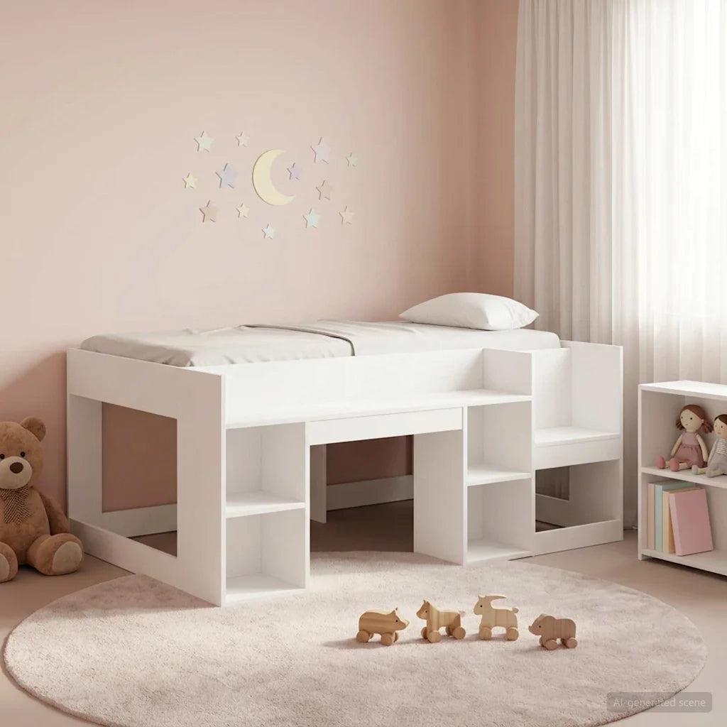 Struttura per Letto per Bambini con Ripostiglio Bianco 3422619