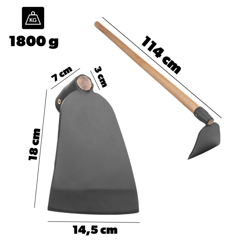 Zappa da giardino forgiata KADAX da 14,5 cm con manico in acciaio di alta qualità per scavare.