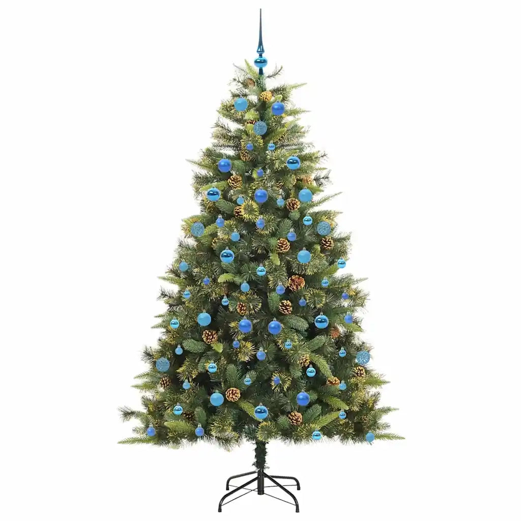Albero di Natale artificiale pieghevole con coni Verde 210 cm 3395105