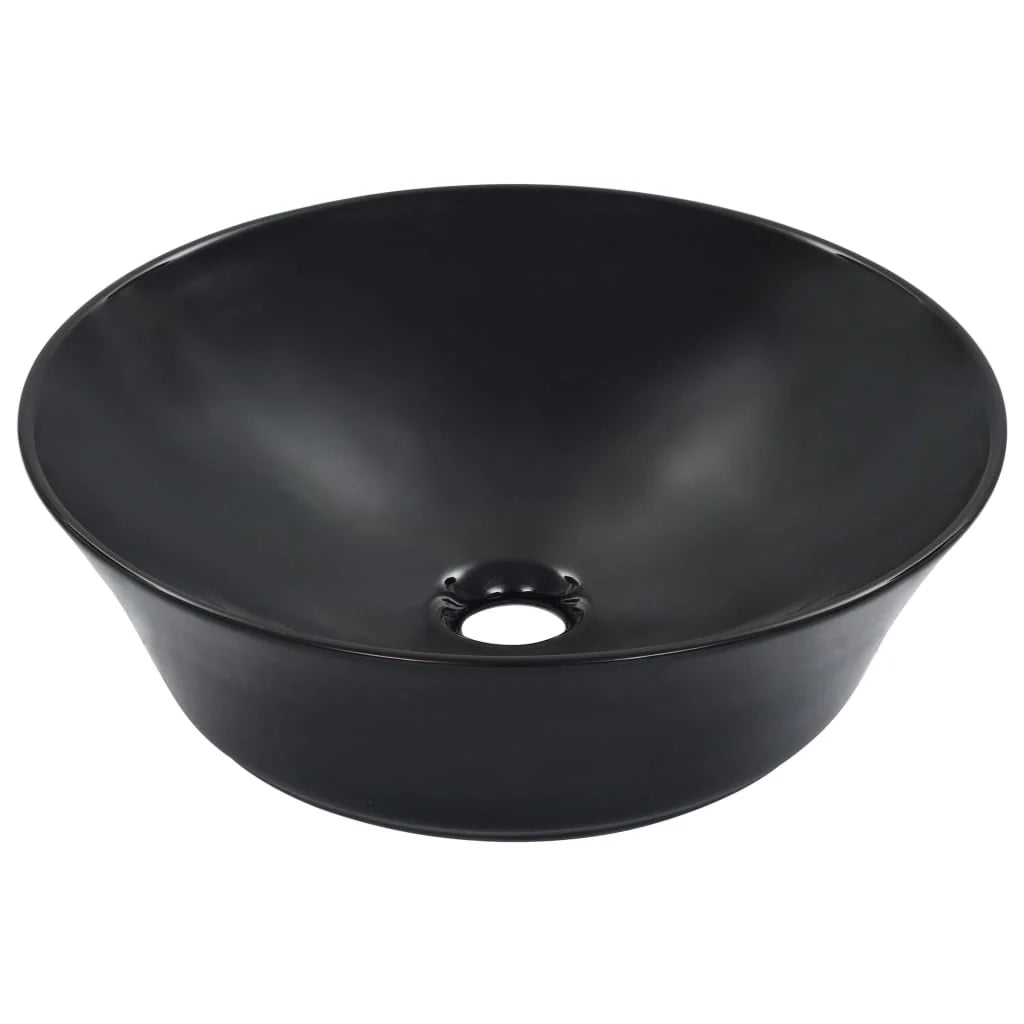 Lavabo da appoggio per l'interno del bagno cabina doccia cabina WC 41 x 12,5 cm ceramica nera 02_0002617