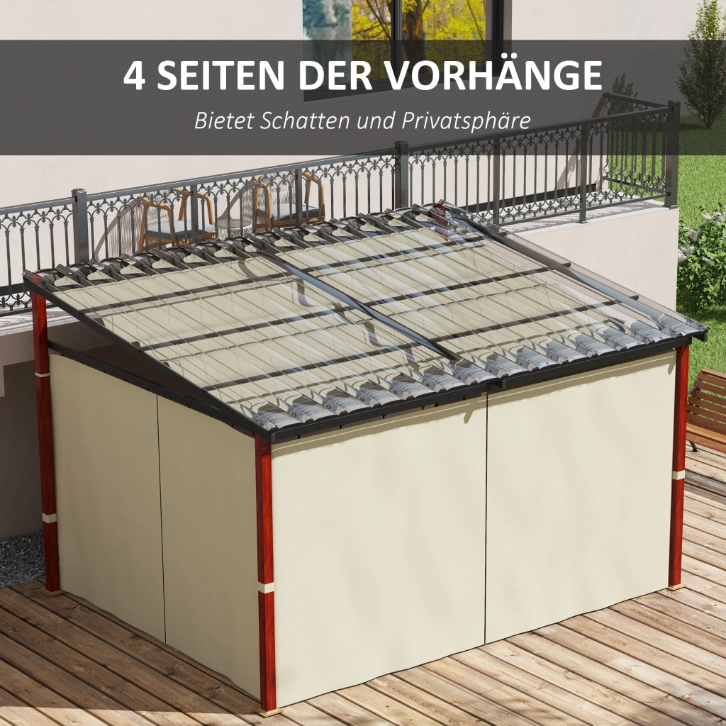 Pergol 3.5x3m con pareti laterali antivento altezza regolabile tetto retrattile colore beige perfetto per giardino e terrazza