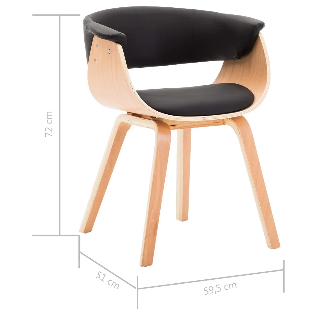Sedie da Pranzo 4 pz Nere in Legno Piegato e Similpelle cod mxl 19034