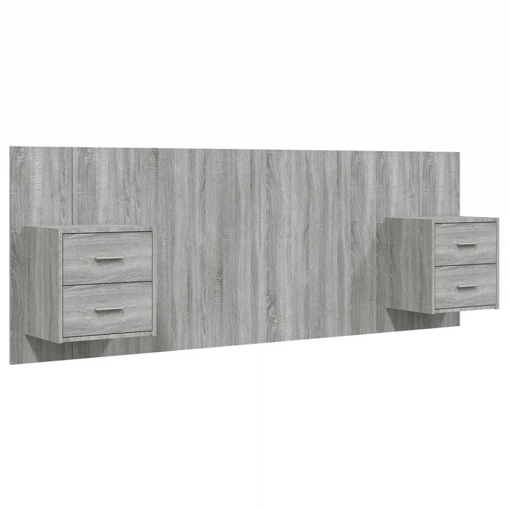 Testiera Letto con Comodini in Legno Multistrato Grigio Sonoma cod mxl 50034