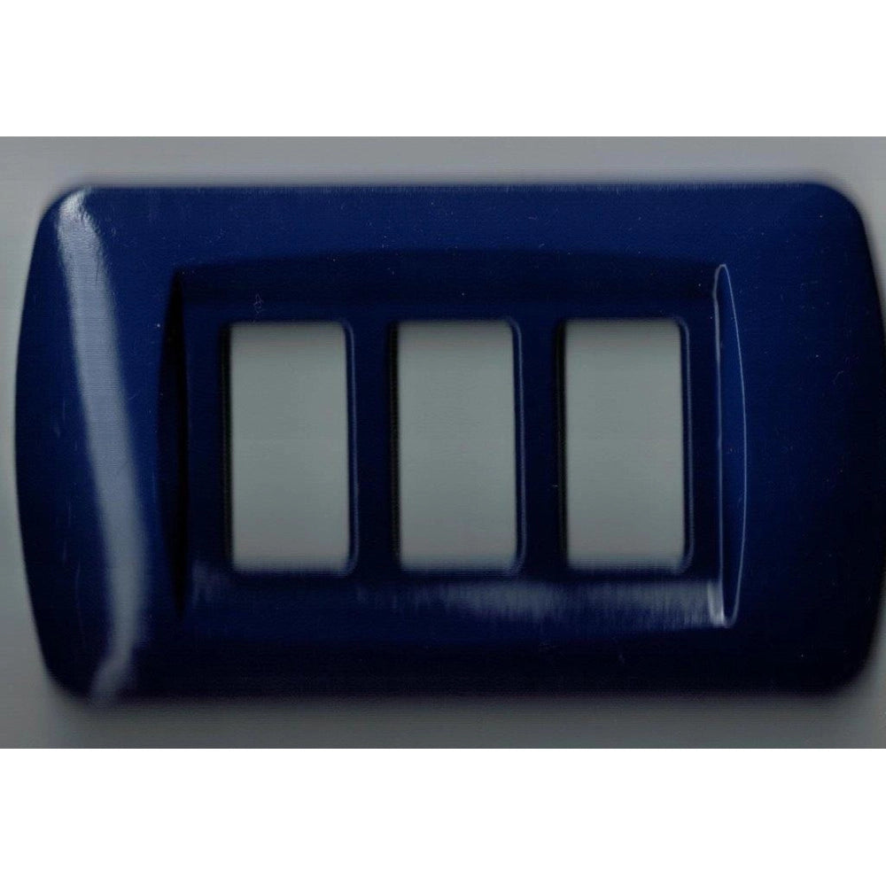 Trade Shop - Placchette Placche In Abs Serie Magic Bticino Compatibili Placca Copriprese Fori - Blu Metallizzato -4 Fori     -