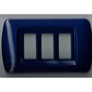Trade Shop - Placchette Placche In Abs Serie Magic Bticino Compatibili Placca Copriprese Fori - Blu Metallizzato -4 Fori     -