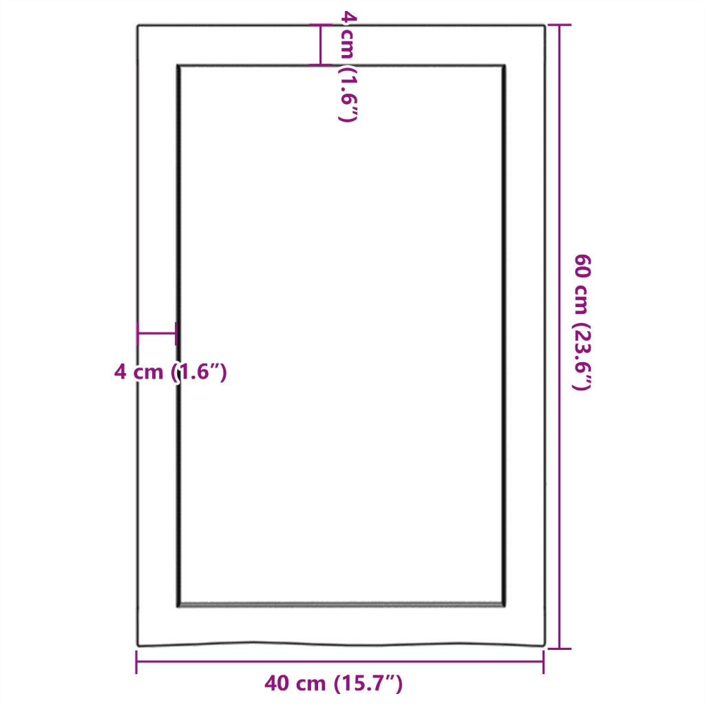 Piano Bagno Marrone 40x60x(2-4) cm Legno Massello Trattato 3156099