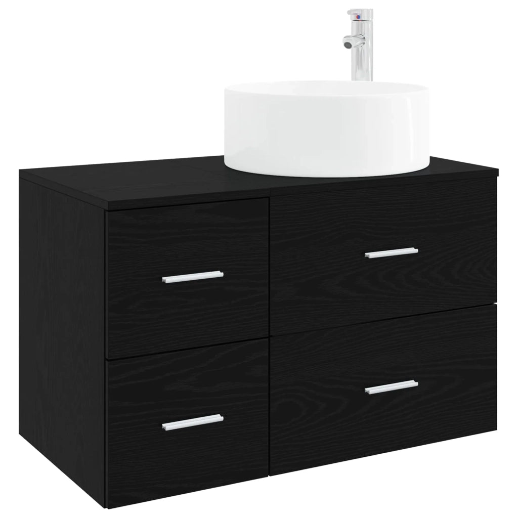 Set di mobili per il bagno 2 pz Rovere Nero 3404009