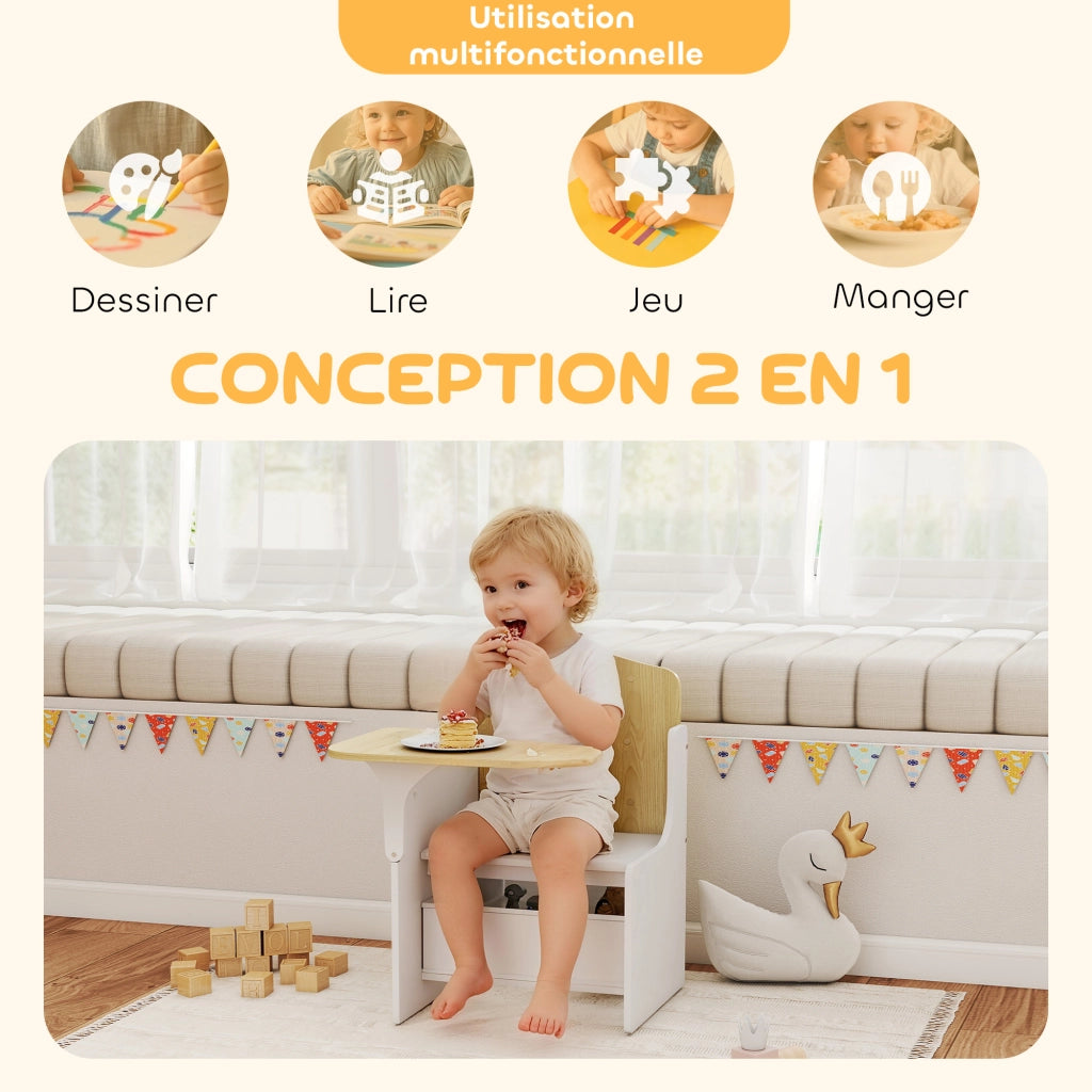Scrivania per bambini con sedia e ripiano ¨C Minimal ¨C bianco