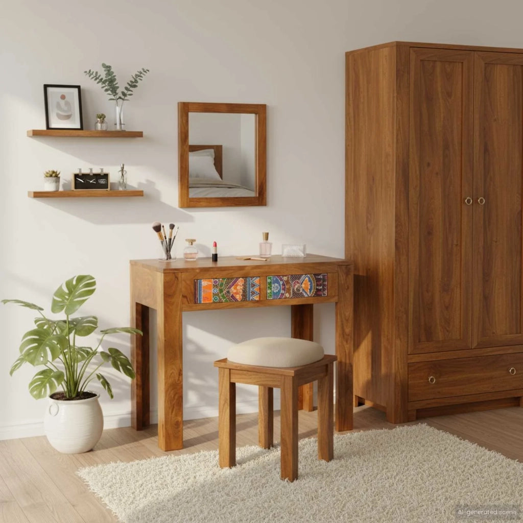 Toeletta | Tavolo da Trucco con cassetto Marrone 90 x 45 x 75 cm