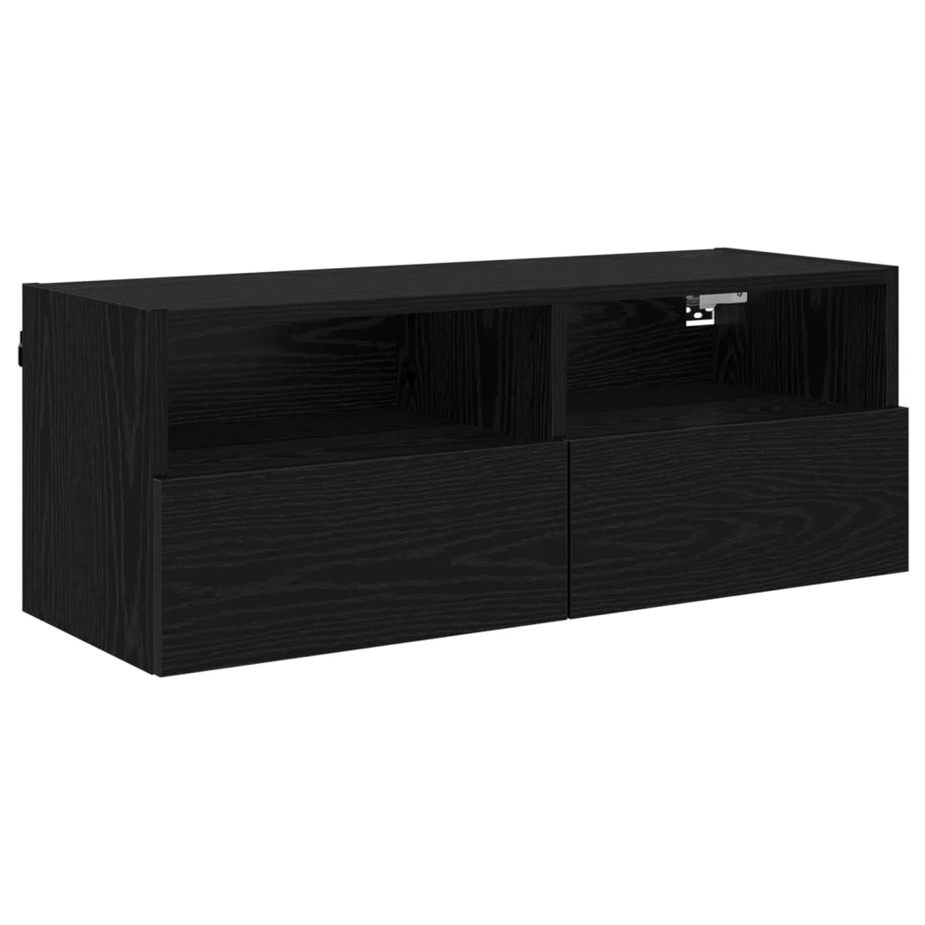 Mobile TV da parete Rovere Nero 80 x 30 x 30 cm