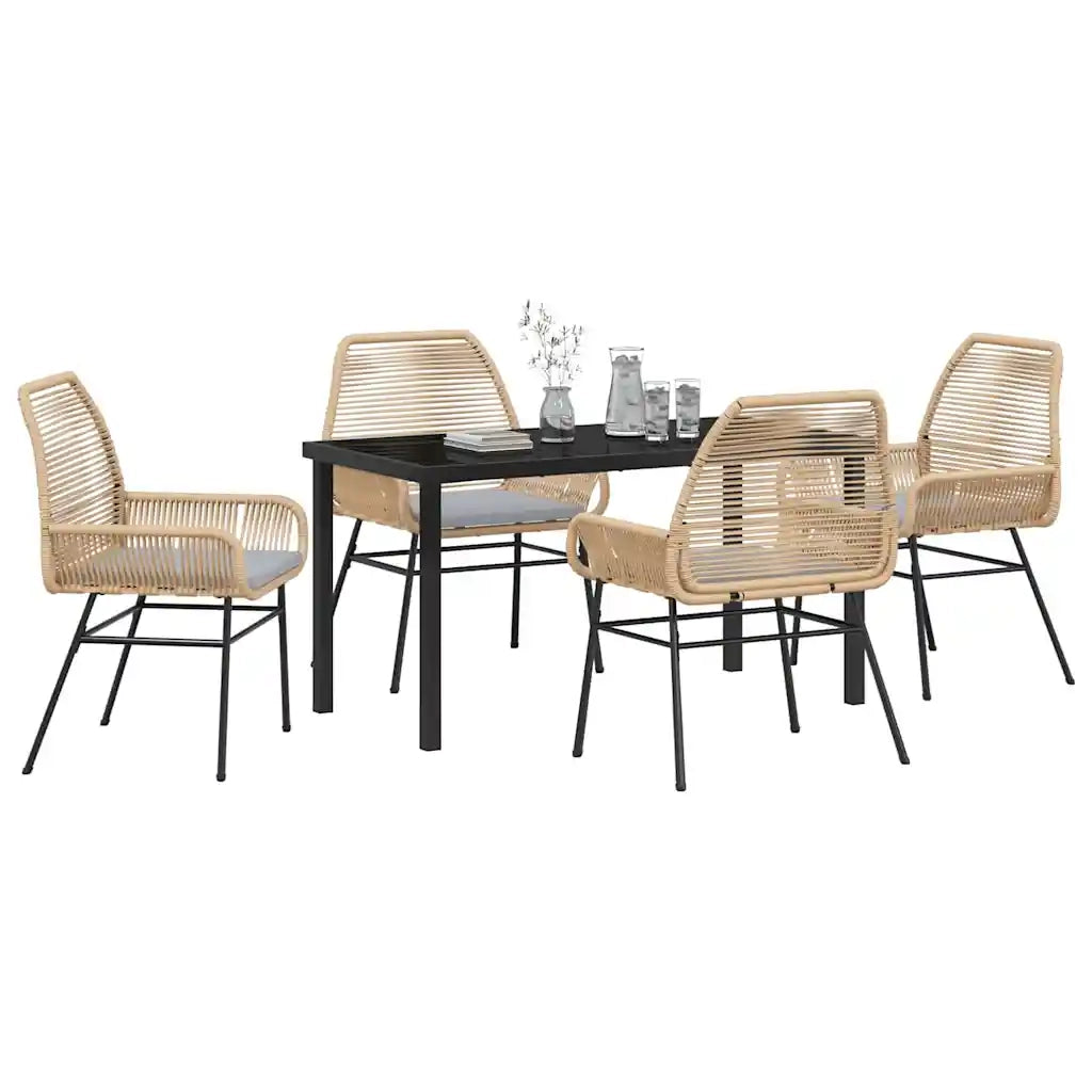 Set da Pranzo per Giardino con cuscino 5 pcs Marrone polyrattan 3380878