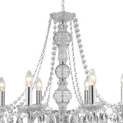 Lampadario Classico Mariateresa Vetro Trasparente Policarbonato Cromo 8 Luci E14