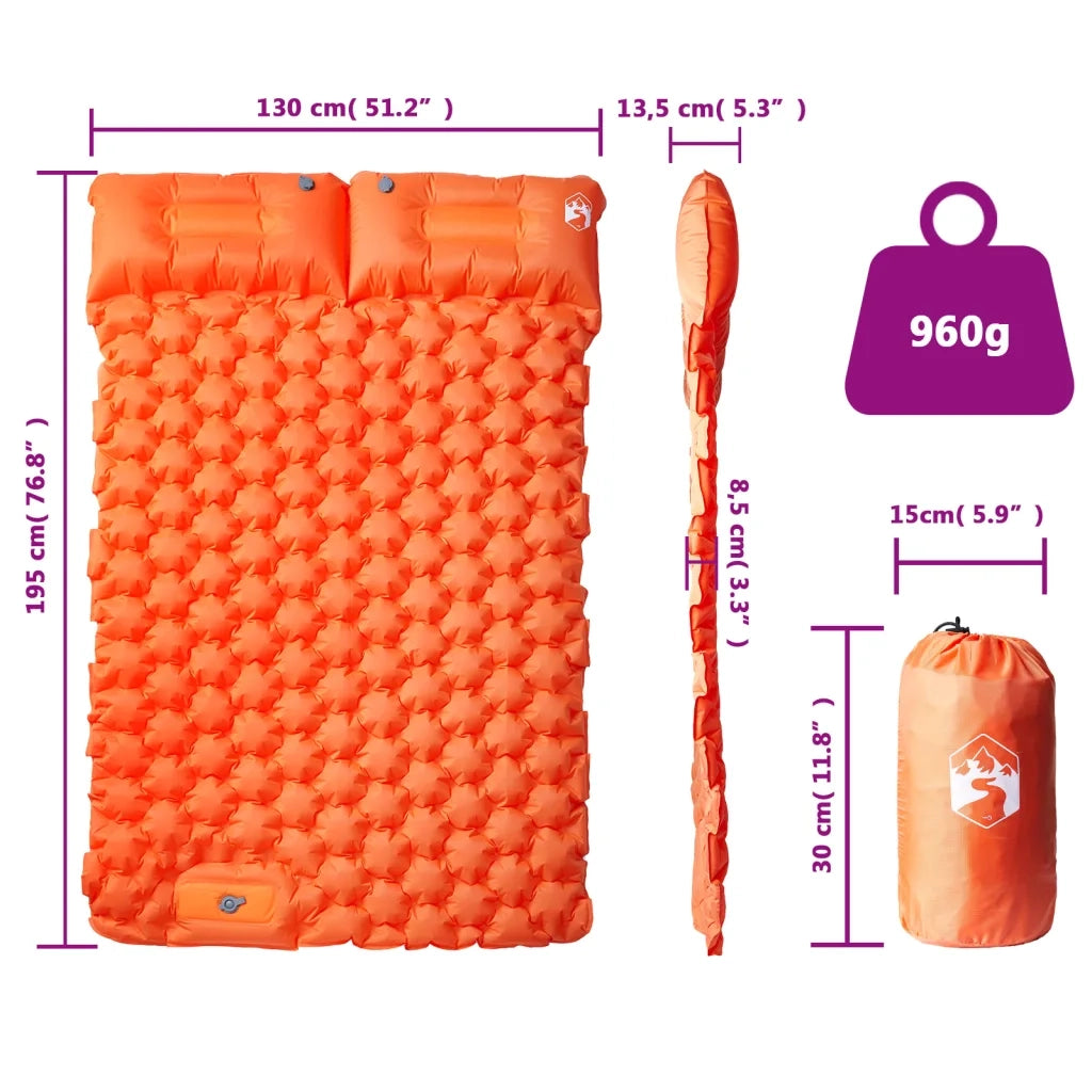 Materasso Campeggio Autogonfiabile con Cuscini 2Persone Arancio CFW5391525