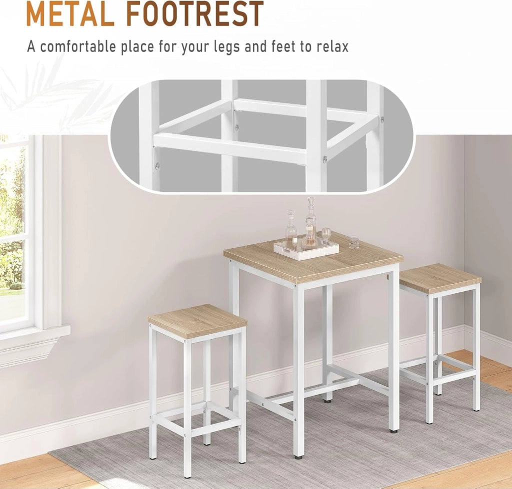 Set di 6 Sgabelli da Bar Industriali con Poggiapiedi, Sgabelli da Cucina senza Schienale, Sedie Alte per Penisola Cucina, Sedile in Truciolato e Telaio, 33x33x65cm, rovere chiaro, 1059BY-6