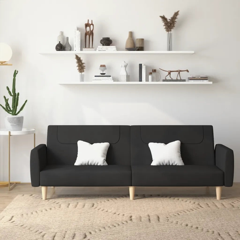 Divano Letto a 2 Posti-Sofa Letto 2 Posti-Daybed Nero in Tessuto 871759