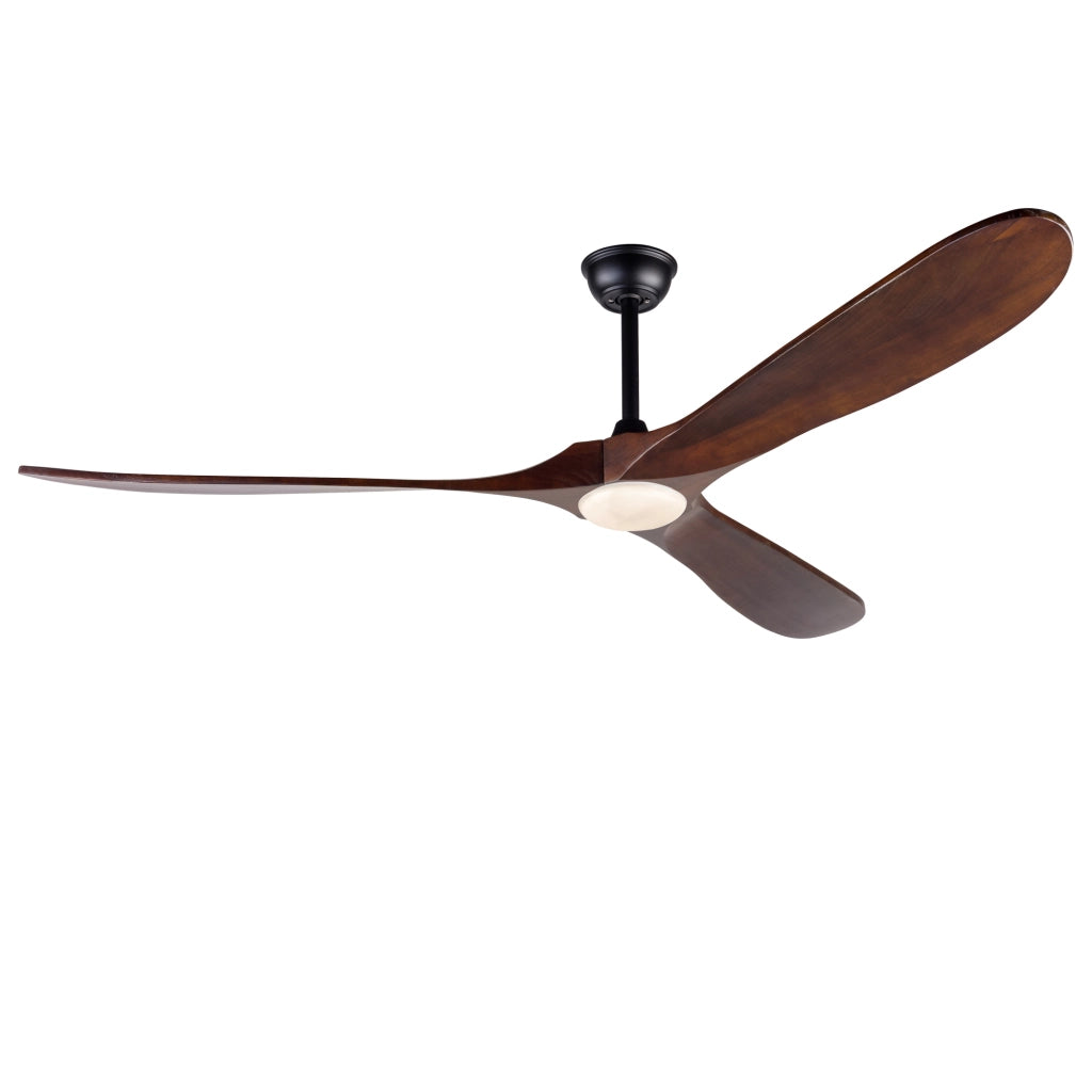 Ventilatore da soffitto con luce LED regolabile e telecomando in legno noce scuro e nero