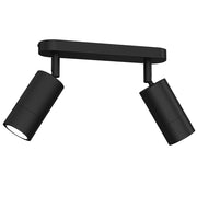 Plafoniera barra 2 spot orientabili nera opaca GU10 Luminex