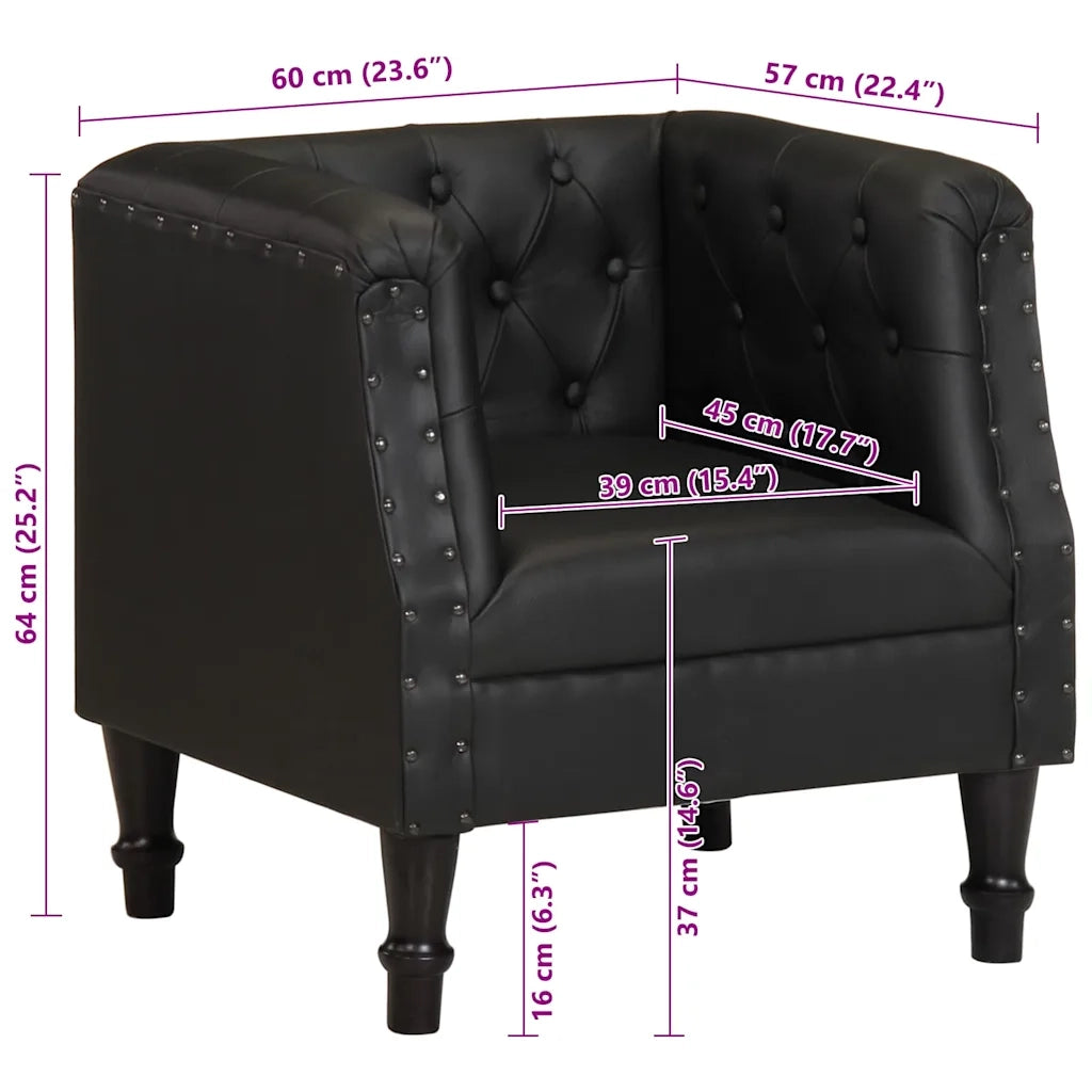 Divano Sedia-Poltrona Nera in Vera Pelle 300986