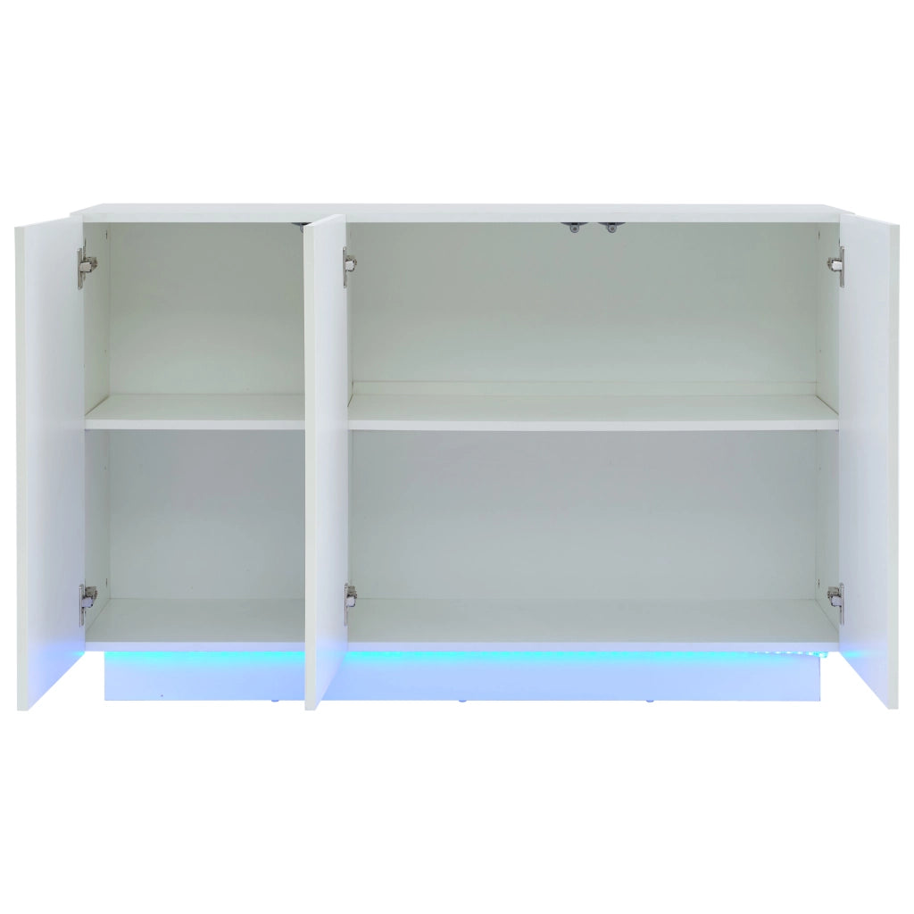 Credenza con 3 ante; ripiani regolabili e LED - per soggiorno - 120×40×75 cm
