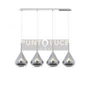 SOSPENSIONE CROMO 4 LUCI RETTANGOLARE VETRI FUME 1177CR-S4 R-FU