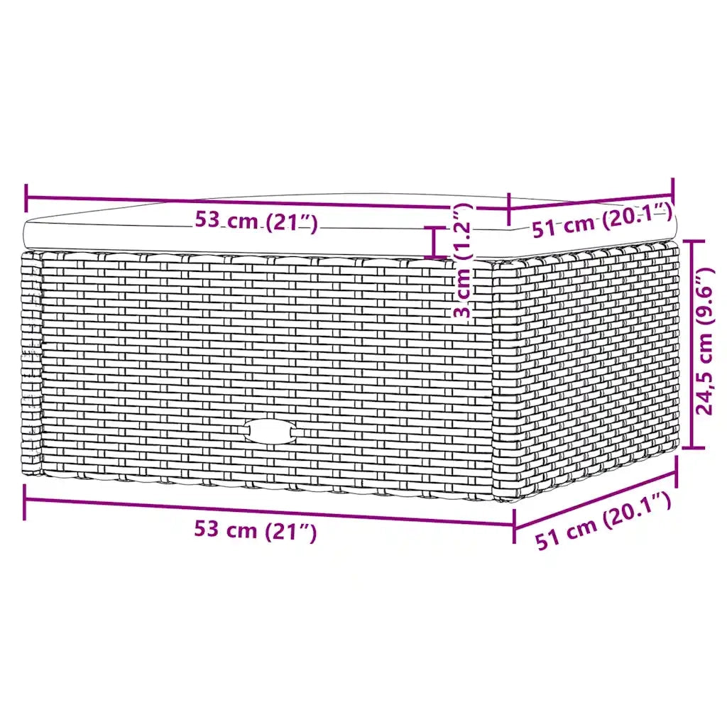 Sedia da giardino-Poggiapiedi da Giardino con Cuscino in Polyrattan Nero